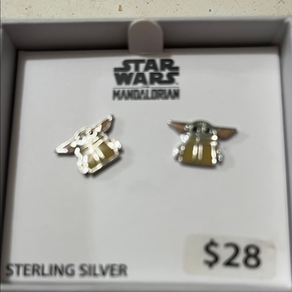 Star Wars Mandalorian Silver and Gold Earrings - Picture 2 of 6